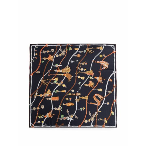 ヴェルサーチ メンズ マフラー・ストール・スカーフ アクセサリー Rope-print silk scarf Blue|asty