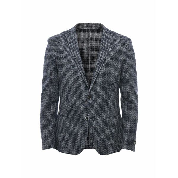 コルネリアーニ メンズ ジャケット＆ブルゾン アウター Checked single-breasted blazer Blue｜asty