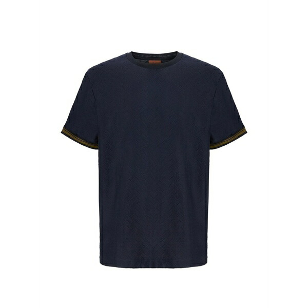 ミッソーニ メンズ Tシャツ トップス Zigzag-design t-shirt Blue｜asty