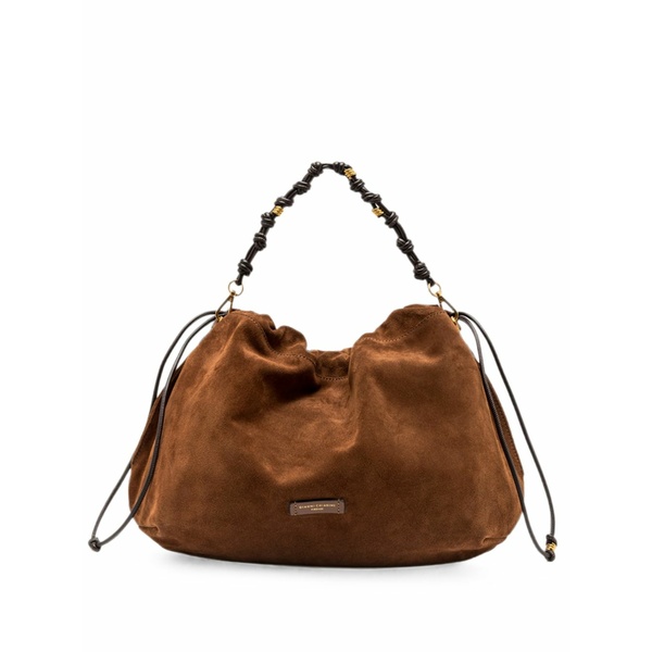 ジャンニ・キアリーニ レディース ショルダーバッグ バッグ Large morgana suede shoulder bag Brown｜asty
