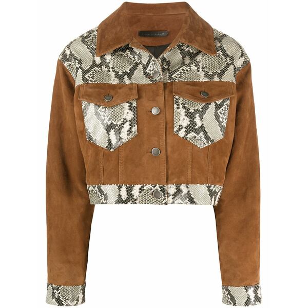 ジュゼッペザノッティ レディース ジャケット＆ブルゾン アウター Snakes-panelled jacket Brown｜asty