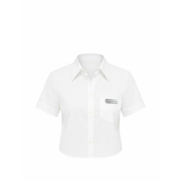 ディースクエアード レディース シャツ トップス Logo-patch shirt White|asty