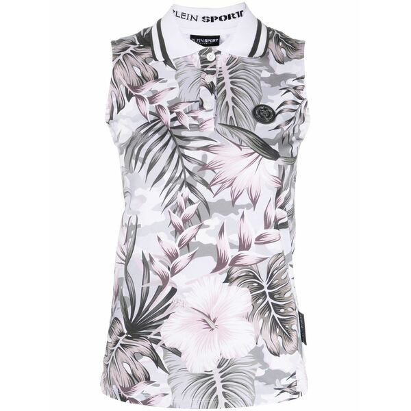 プレインスポーツ レディース ポロシャツ トップス Floral sleeveless polo shirt White｜asty