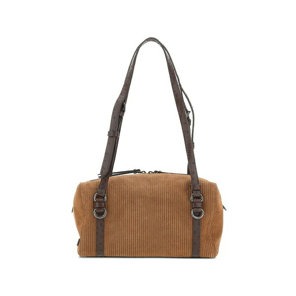 ジャンニ・キアリーニ レディース ショルダーバッグ バッグ Terry ribbed-suede shoulder bag Brown|asty