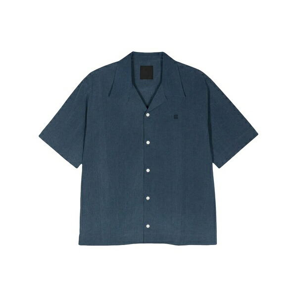 ジバンシー メンズ シャツ トップス 4g-embroidered chambray shirt Blue｜asty