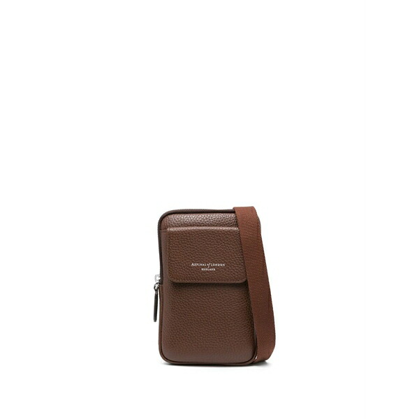 アスピナルオブロンドン メンズ ショルダーバッグ バッグ Reporter leather crossbody phone bag Brown｜asty