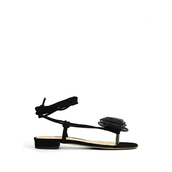 シャンタル レディース サンダル シューズ Floral-detail tie-fastening sandals Black｜asty