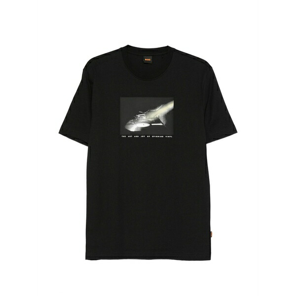ボス メンズ Tシャツ トップス Graphic-print t-shirt Black｜asty