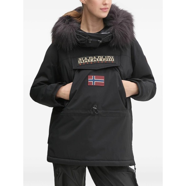 ナパピリ レディース 上衣＆上衣 アウター Faux-fur trim hooded jacket Black
