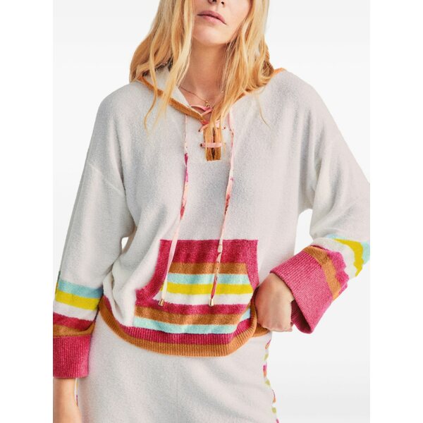 ラブスハックファンシー レディース パーカー・スウェットシャツ アウター Fenmore striped hoodie White