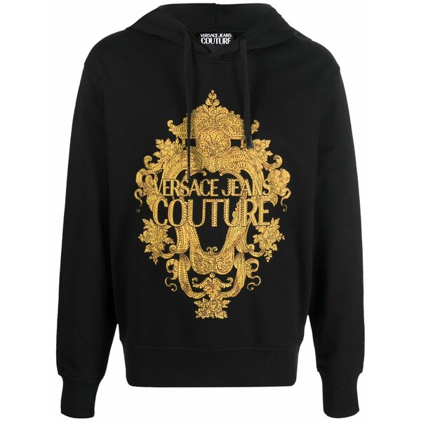 呼びりん探し回る メンズ パーカー・スウェットシャツ アウター Logo-print cotton hoodie  Black