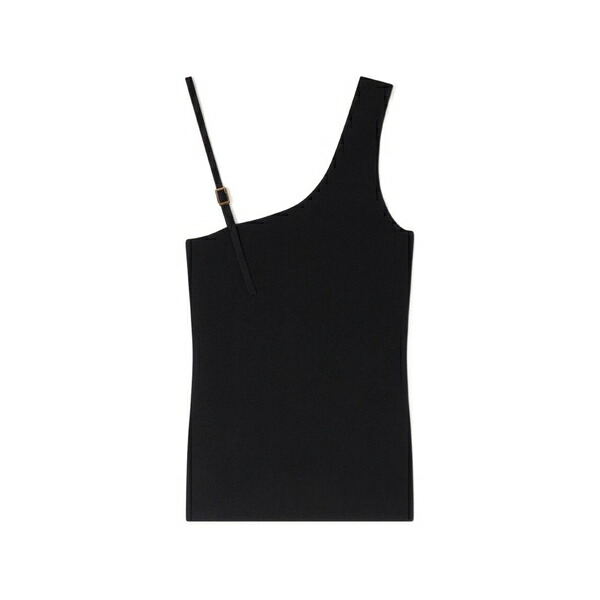 砂子ロ レディース カットソー トップス Asymmetric knit top Black
