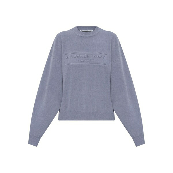 アレキサンダーワン レディース 編み物\u0026プルオーバー アウター Logo-embossed jumper Blue
