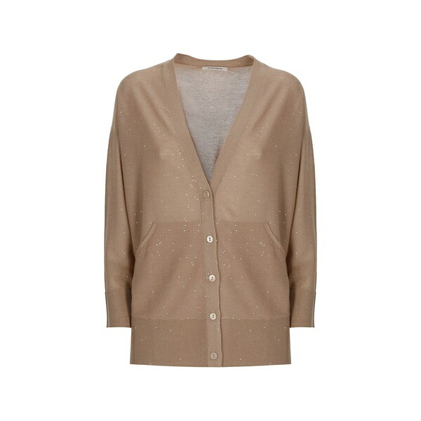 カングラ  レディース ジレー アウター Sequin-embellished v-neck cardigan Neutrals