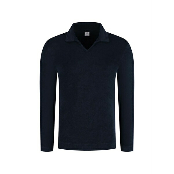 フェデーリ メンズ ティーシャツ トップス V-neck long-sleeve polo-collar t-shirt Blue