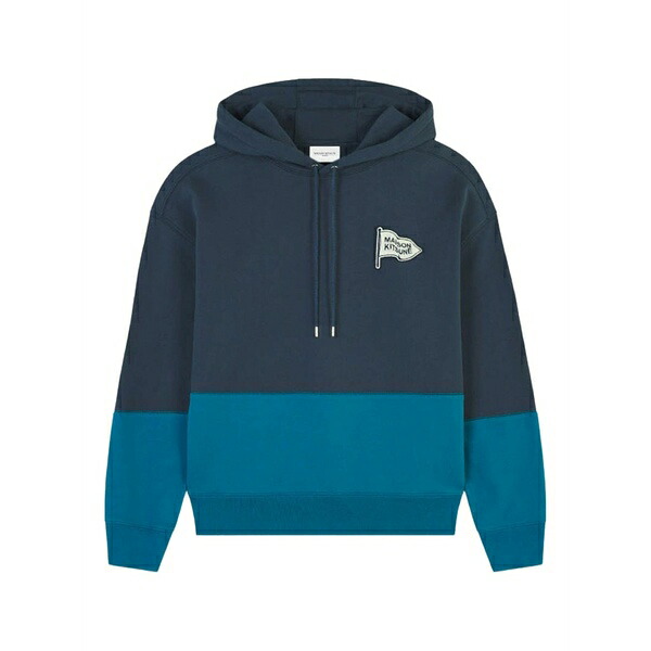 棲み家 狐狸 メンズ パーカー・スウェットシャツ アウター Colourblock-design logo-patch hoodie Blue