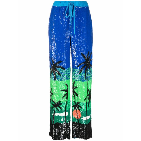 パロッシュ レディース 心地好いズボン下 ボトムス Sequin-embellished trousers Blue