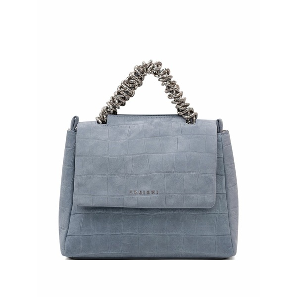 オルチアーニ レディース トートバッグ 御徒面子 Crocodile-effect chain handle tote bag Blue