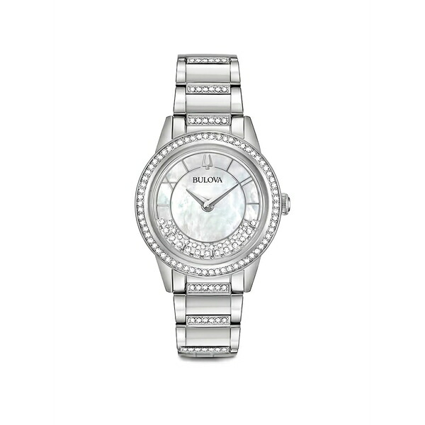 ブロバ レディース ウォッチ 佩び物 Stainless steel turnstyle crystal-embellished 32粍 watch White