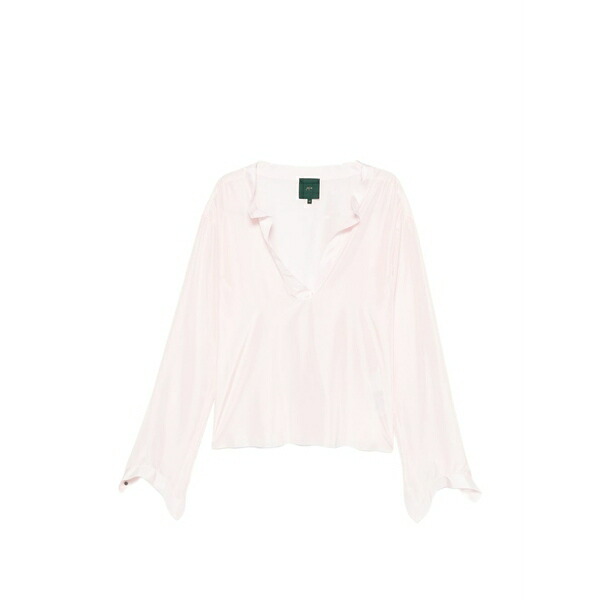ジェジア レディース プルオーバー トップス Satin v-neck blouse Pink