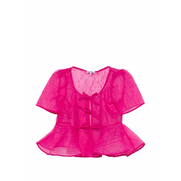 ガニー レディース プルオーバー トップス Shibori organza peplum blouse Pink