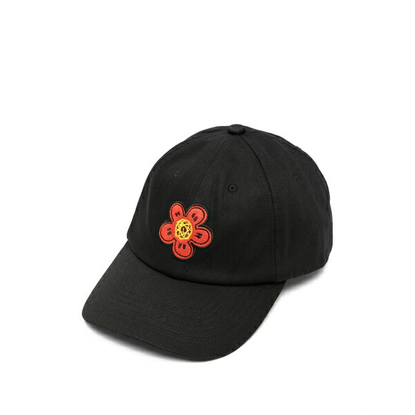 ケンゾー メンズ かぶり笠 佩び物 Floral-embroidered cap Black
