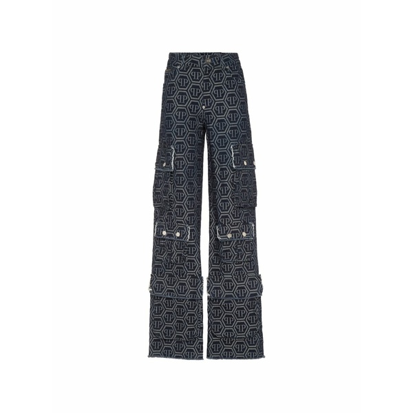 フィリップ飾り気の無い レディース ジーンズズボン下 ボトムス Monogram cargo-pockets jeans  Blue