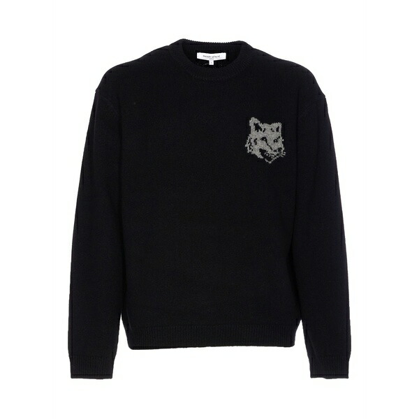 棲み家 狐狸 メンズ 編み物\u0026スウェーター アウター Fox-head sweater Black