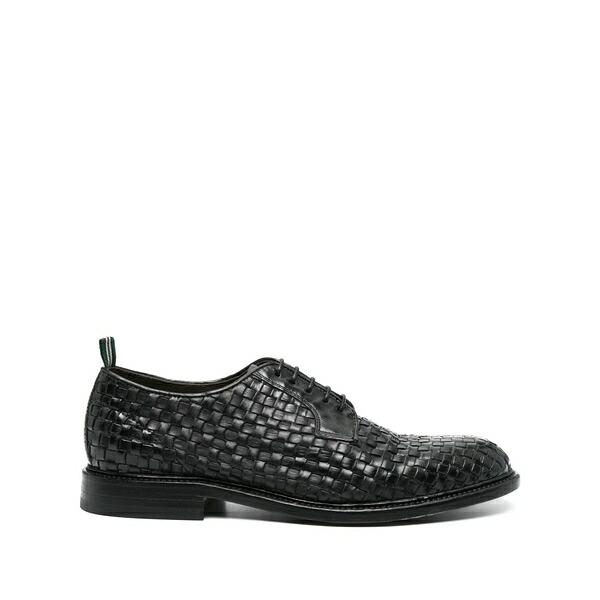 緑であること・ジョージ メンズ 御召しものシューズ シューズ Interwoven-design derby shoes Black