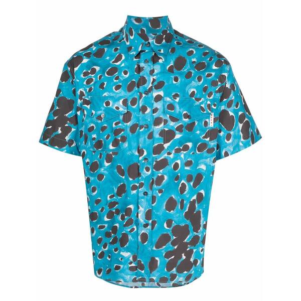 マルニ メンズ プルオーバー トップス Spot-print short-sleeve shirt Blue