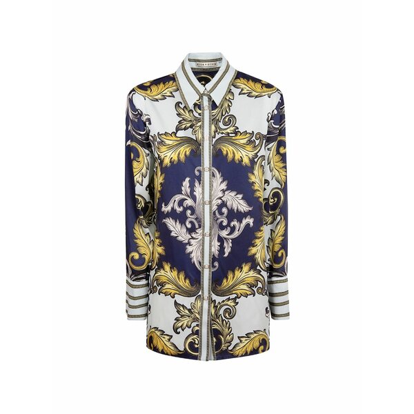 アリス アンド オリビア レディース プルオーバー トップス Baroque-print button-down shirt White