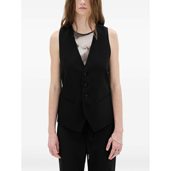 アン ドゥムルメステール レディース 厚地の外套 アウター Charlotte button-fastening waistcoat Black