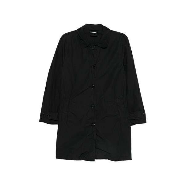 アスペジ レディース 厚地の外套 アウター Button-up collared coat  Black