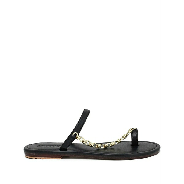 ミ突っ支い棒 レディース サンダル シューズ Chain-detail leather sandals Black