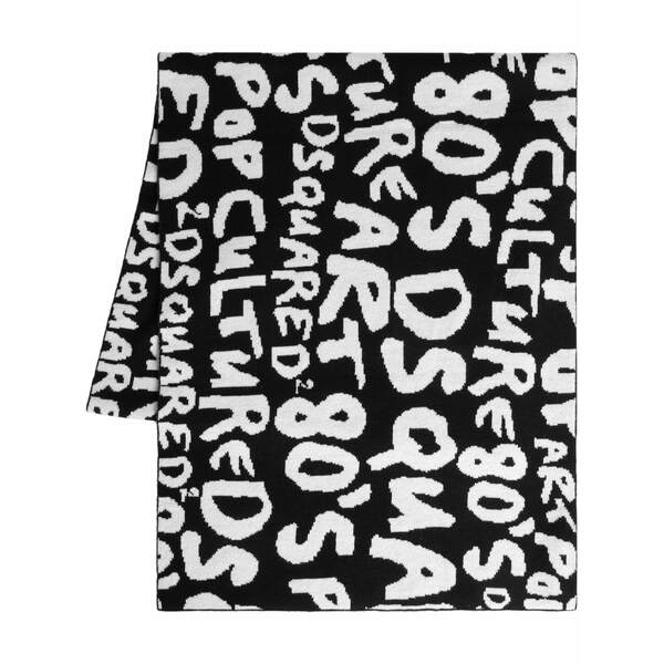 ディースクエアード メンズ えり巻き・袈裟・えり巻き 付属物 Logo intarsia-knit wool scarf  Black