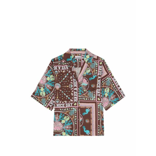 ガニー レディース プルオーバー トップス Printed shirt Brown