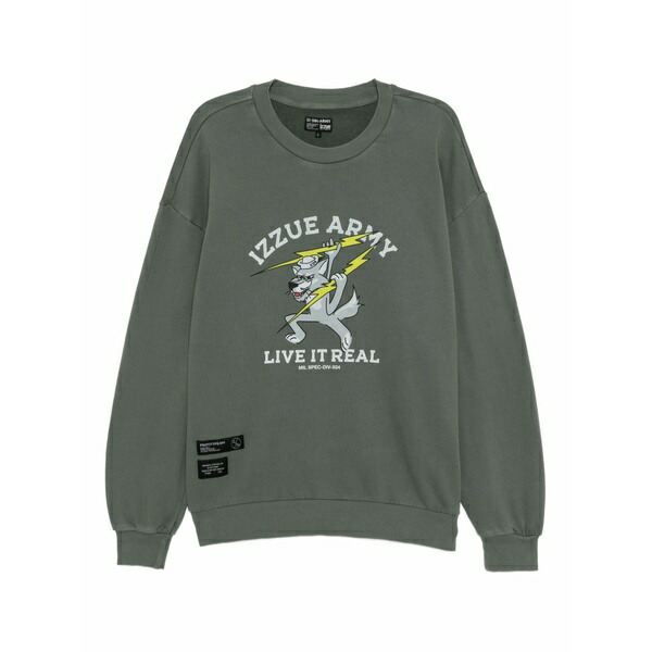 イズエ メンズ パーカー・スウェットシャツ アウター Graphic-print sweatshirt Green