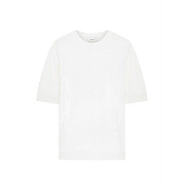 ラルディーニ メンズ ティーシャツ トップス Rib-knit t-shirt White