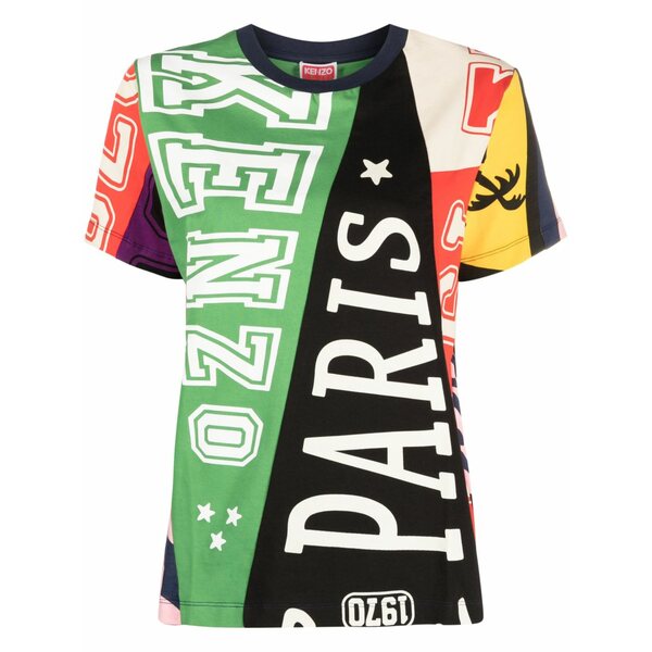 ケンゾー レディース ティーシャツ トップス Flag logo-print cotton t-shirt  Green