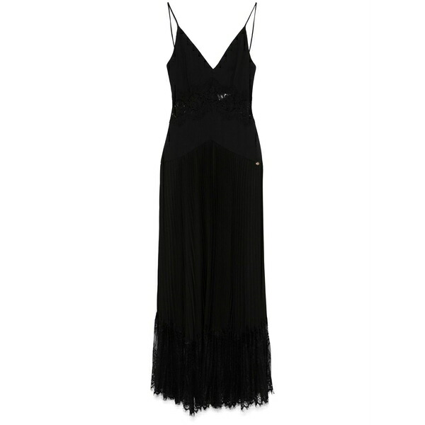ニッサ レディース ワンピース トップス Lace-panel midi dress Black｜asty