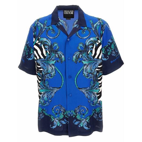 呼びりん探し回る メンズ プルオーバー トップス Printed shirt Blue