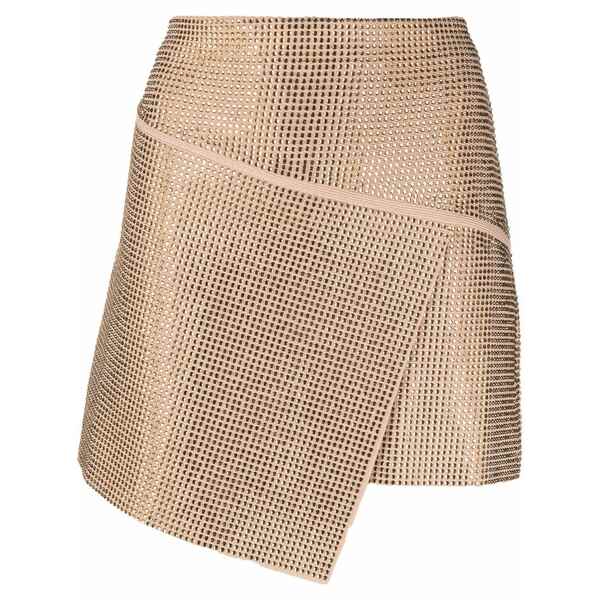 アンドレダモ レディース スコート ボトムス Crystal-embellished asymmetric wrap skirt Neutrals
