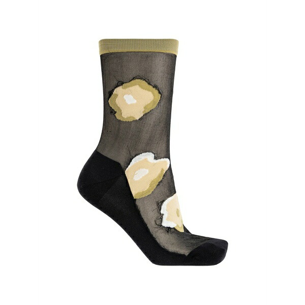 イッセイミヤケ レディース ソックス アンダー御召しもの Verve floral-pattern sheer socks Black