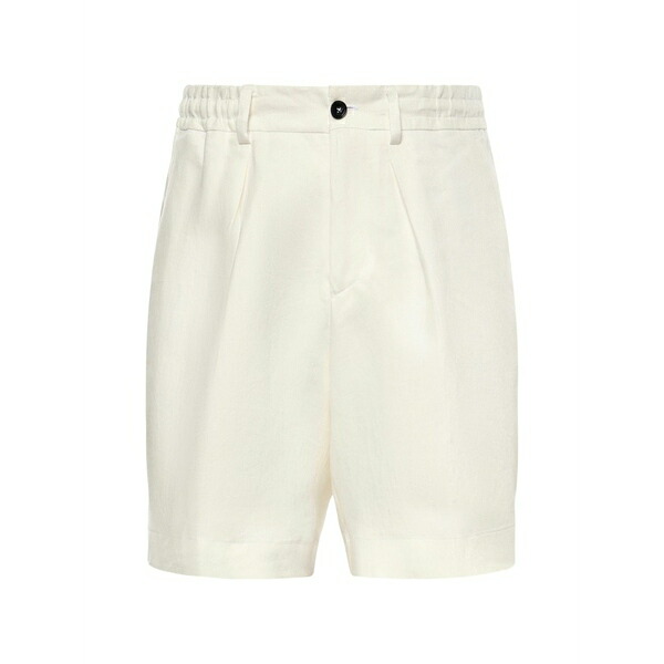 ビーエイブル メンズ 心地好いズボン下 ボトムス Pleated elasticated-waist shorts White