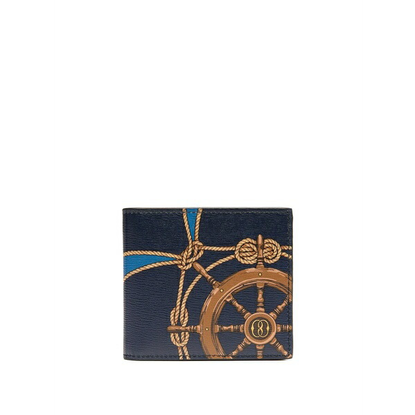 バリー メンズ 札入れ 佩び物 Graphic-print leather wallet Blue
