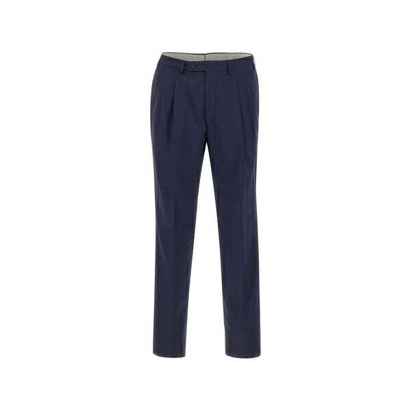 コルネリアーニ メンズ 心地よいズボン下 ボトムス Pleated tailored trousers Blue