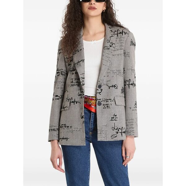 デジグアル レディース 上衣＆上衣 アウター Checkered lettering blazer Grey