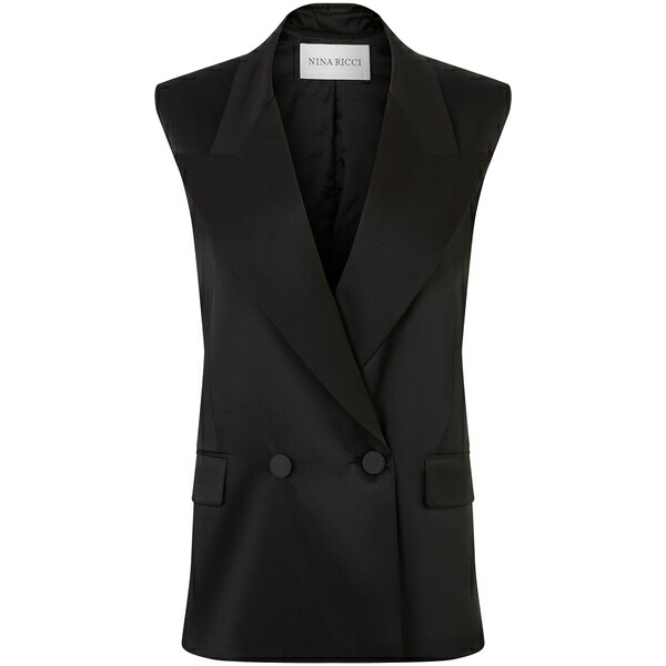 ニナリッチ レディース 上衣＆上衣 アウター Double-breasted satin blazer Black