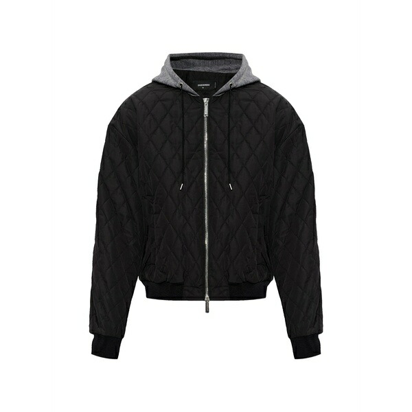 ディースクエアード メンズ 上衣＆上衣 アウター Hooded quilted bomber jacket Black