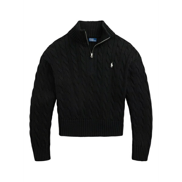 ラルフローレン レディース 編み物\u0026スウェーター アウター Cable-knit quarter-zip sweater Black